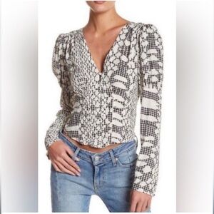 Free People Sweet On You Snakeskin Pattern Blouse NEW